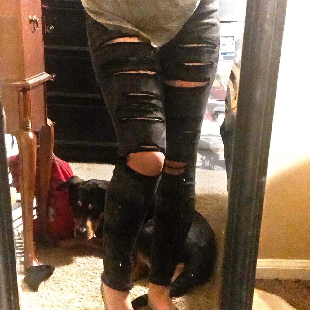 American Eagle distressed high rise jeggings